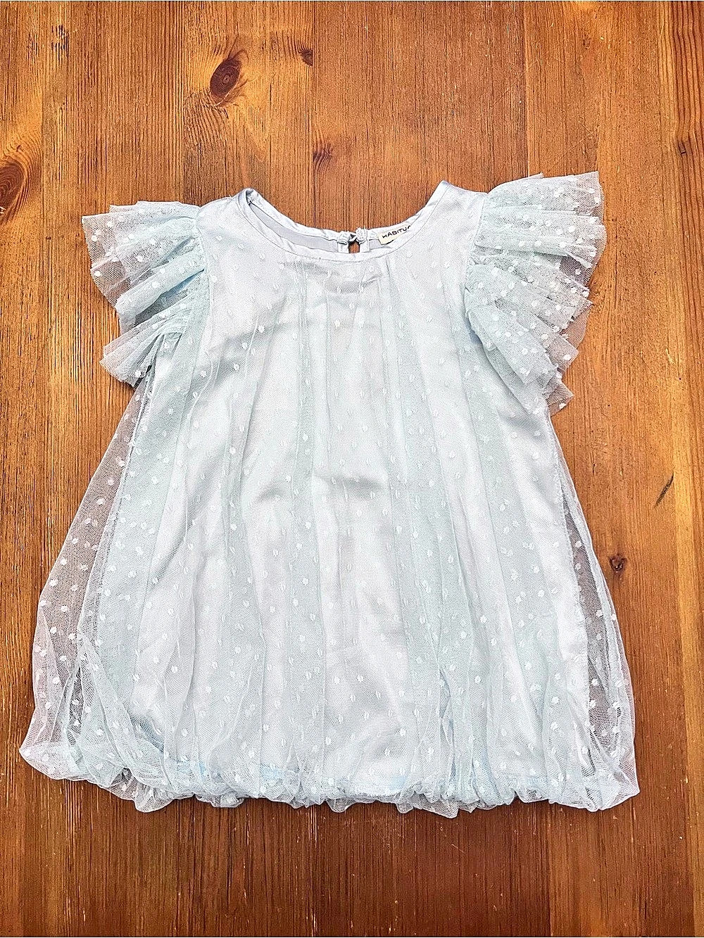 Habitual Girls Swiss Dot Ruffle Dress in Light Blue Size 3T Like New